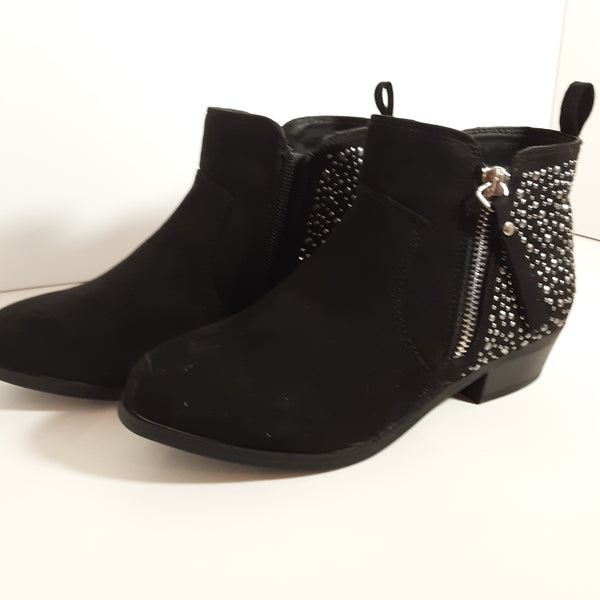 Suede Studded Rock Candy Side Zip Bootie - Black