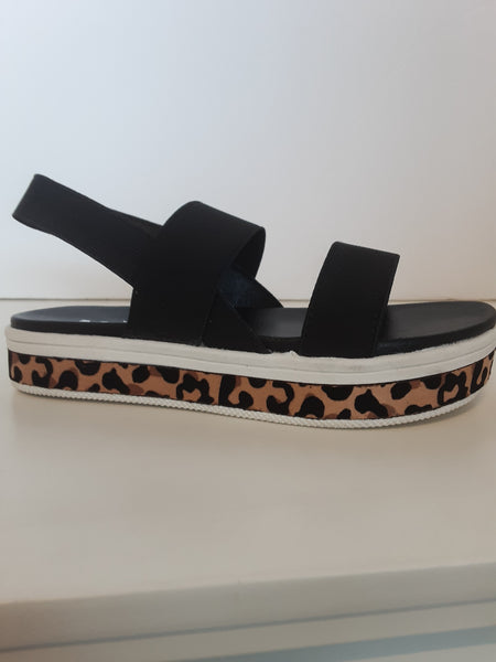 Jezza Black & Leopard Sandal | Mini Mia