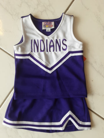 Purple & White Indians cheerleader uniform