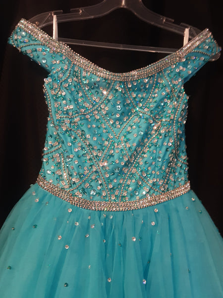 Turquoise Off Shoulder Ballgown| Tiffany size 12