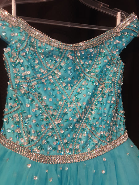 Turquoise Off Shoulder Ballgown| Tiffany size 12