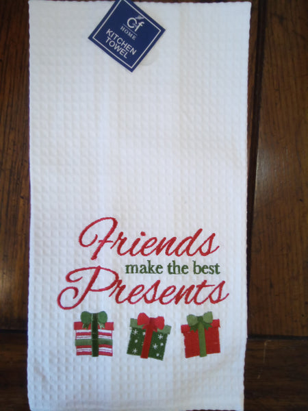 Waffle Knit Kitchen Towel "Friends make the Best Presents"
