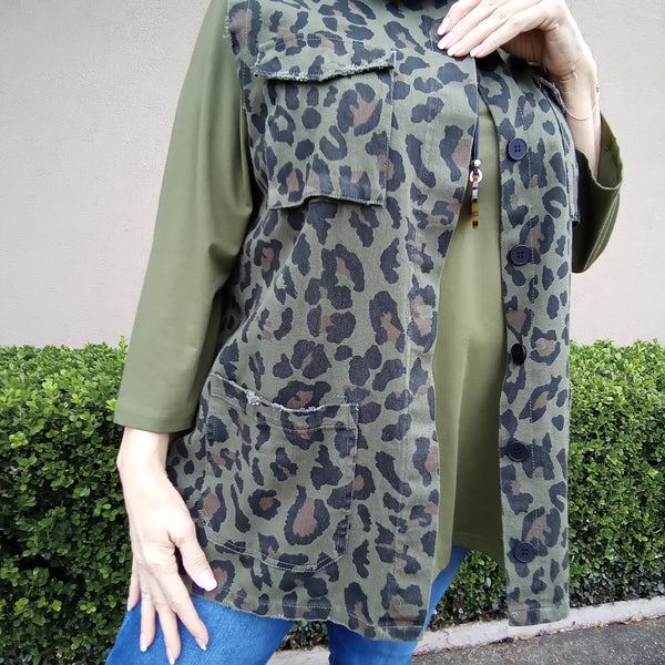 Olive Leopard Vest | Jodifl - Plus