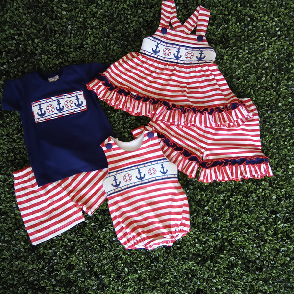 Smocked Anchor Short Set | Three Sisters