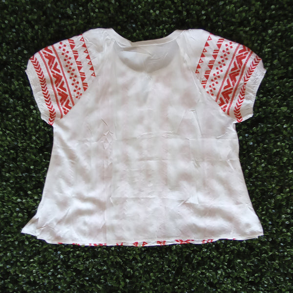 Womens White Tie Front Embroidered Blouse | Savanna Jane PT10068