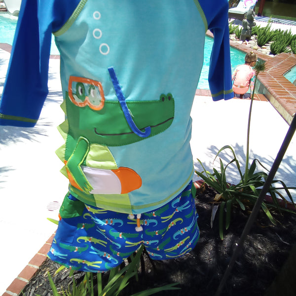 Toddler Alligator Rash Guard Swim Shirt | Mud Pie