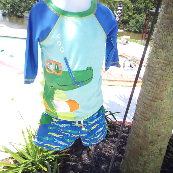 Toddler Alligator Rash Guard Swim Shirt | Mud Pie