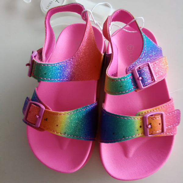 Girls Bright Multi colored Glitz Sandals | Laura Ashley