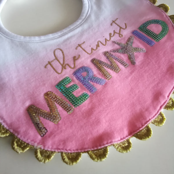The Tiniest Mermaid Baby Bib | Mud Pie