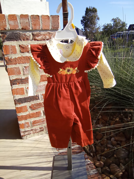 Corduroy Pinafore Romper and Long Sleeve Shirt | Bonnie Jean