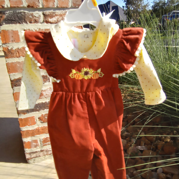 Corduroy Pinafore Romper and Long Sleeve Shirt | Bonnie Jean