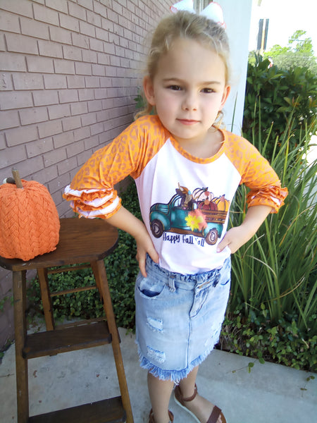 Happy Fall Y'all Pumpkin Truck Raglan Shirt