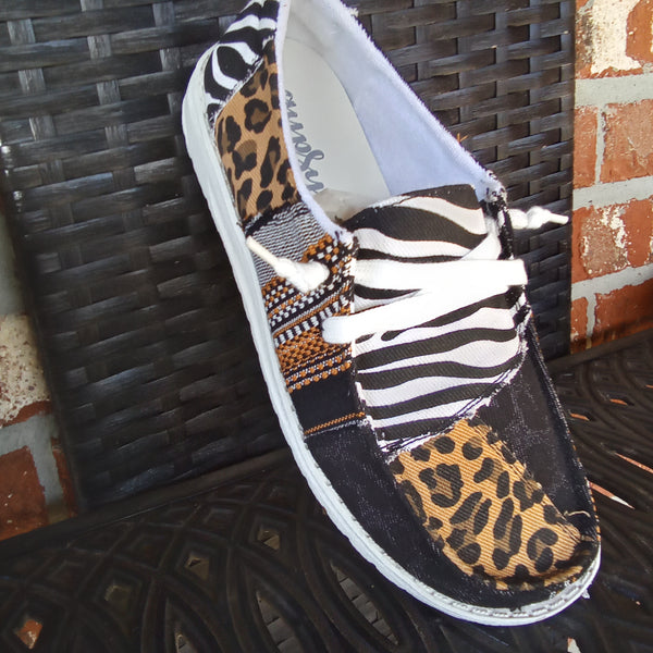 Mixed Print Zebra Leopard Print Slip On Shoe | Gypsy Jazz