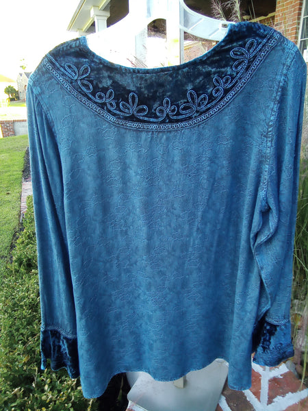 Rayon and Velvet Tunic - Blue | Parsley & Sage