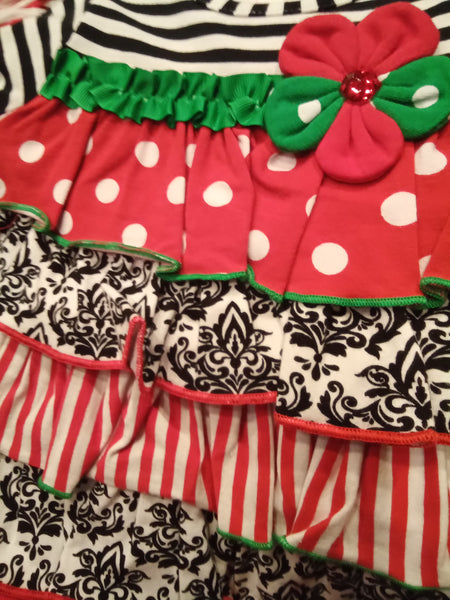 Damask Stipes & Dots Layered Christmas Tunic and Leggings | Bonnie Baby | Bonnie Jean