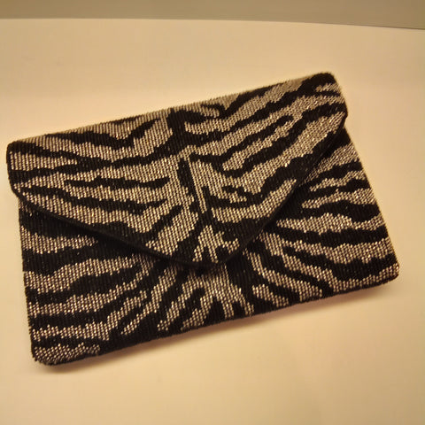 Beaded Zebra Clutch Hangbag