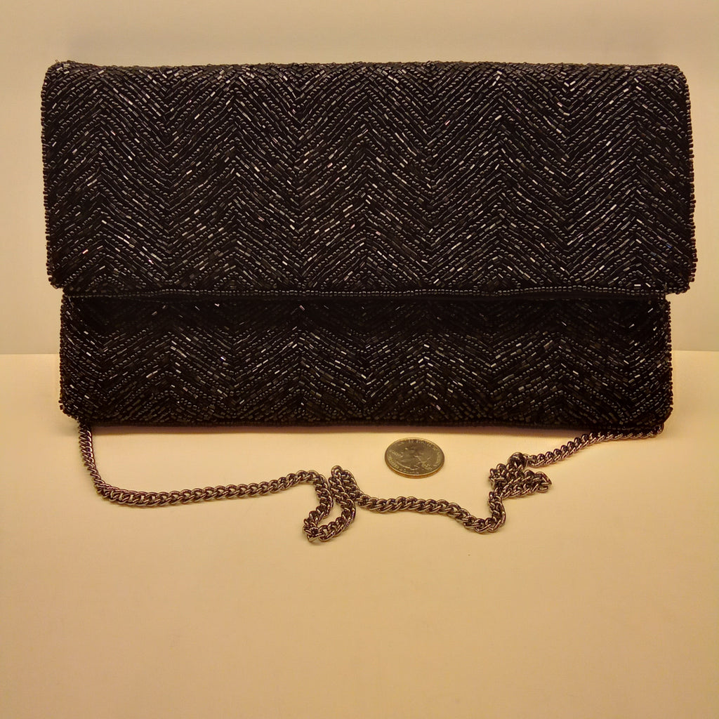 Beaded Black Clutch Handbag