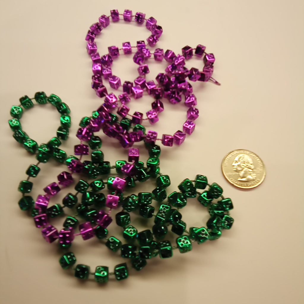 Dozen Assorted Dice Mardi Gras Beads
