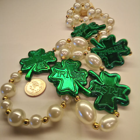 Shamrock and Pearls Mardi Gras Beads