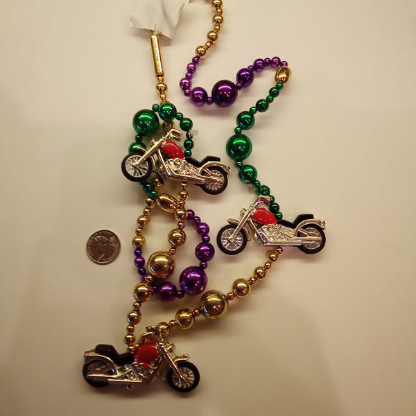 Red  Motorcycle Mardi Gras Beads