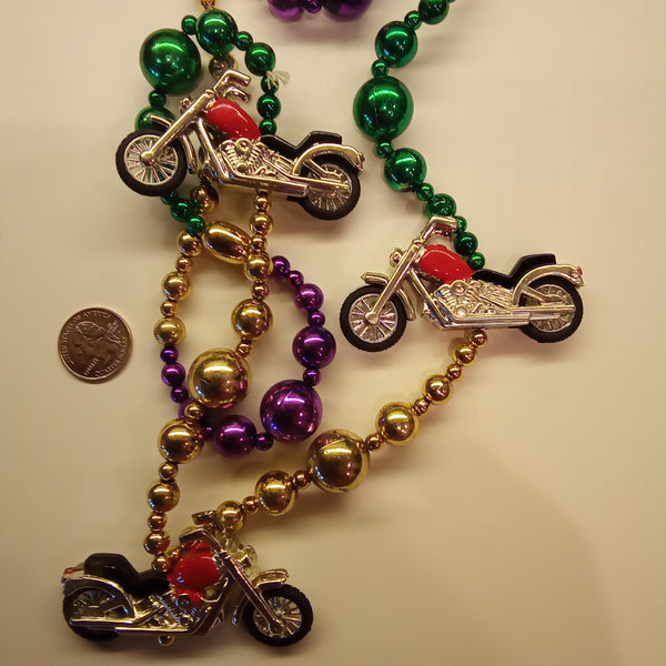 Red  Motorcycle Mardi Gras Beads