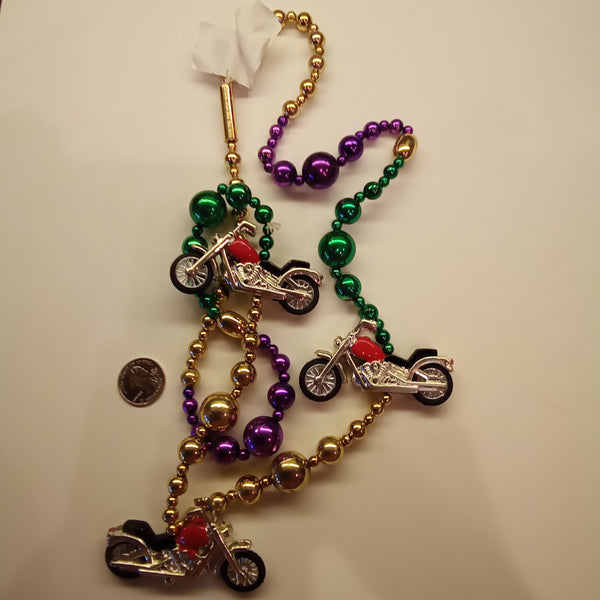 Red  Motorcycle Mardi Gras Beads