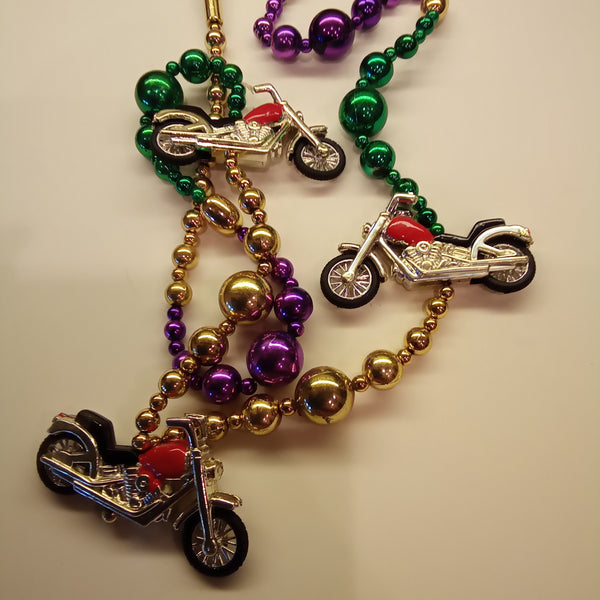 Red  Motorcycle Mardi Gras Beads