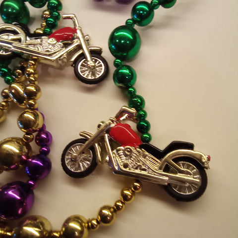 Red  Motorcycle Mardi Gras Beads