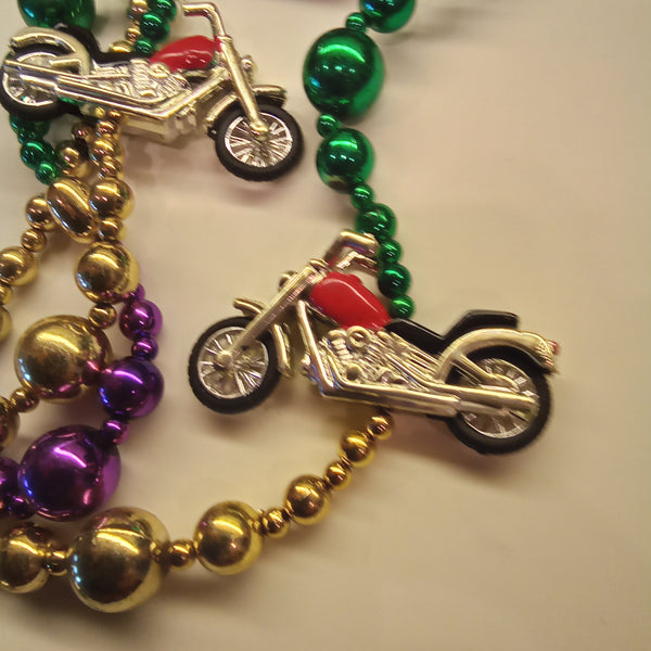 Red  Motorcycle Mardi Gras Beads