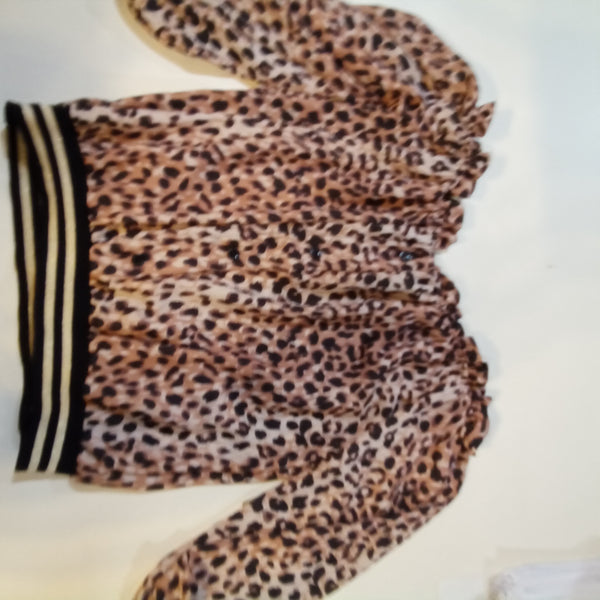 Leopard Print Athlete Stripe On/Off Shoulder Shirt | Vintage Havana