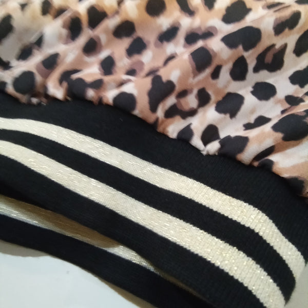 Leopard Print Athlete Stripe On/Off Shoulder Shirt | Vintage Havana