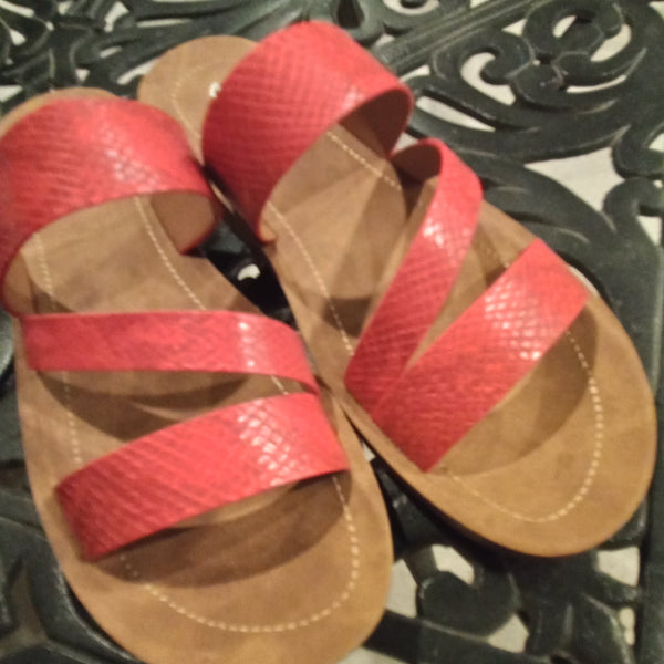 Red Textured Sandal | Corkys Lydia