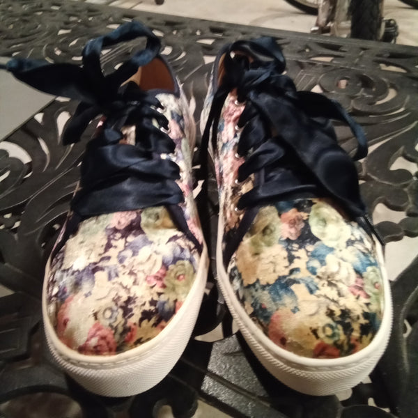 Velvet Floral Sneaker with Ribbon Laces | Dirty Laundry Josi