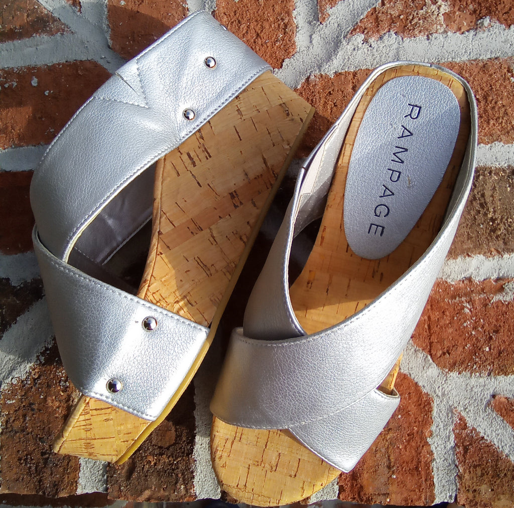 Criss Cross Strap Cork Wedge Heels Rampage Quizzer FINAL