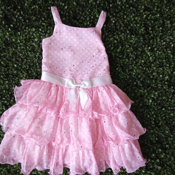 Girls Pink, White & Silver Polk-a-dot Dress | Bonnie Jean size 6X