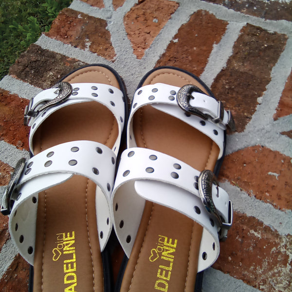 White Adjustable Strap Sandals | Madeline Girl | Fandango