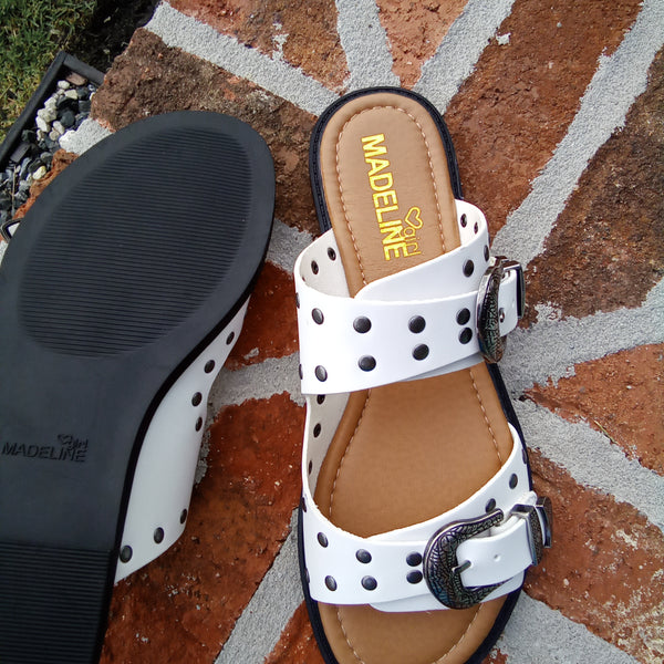 White Adjustable Strap Sandals | Madeline Girl | Fandango