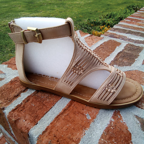 Soft Gold Zip Back Gladiator Sandal | Boutique by Corkys Calista