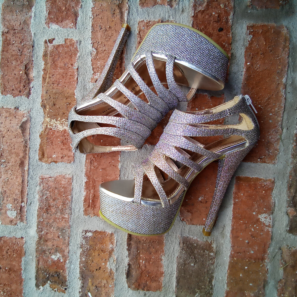 Buy Tiesta Silver Spark Block Heels for Women Online @ Tata CLiQ Luxury