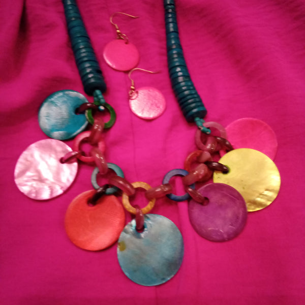 Multi colored Necklace & Earring Set