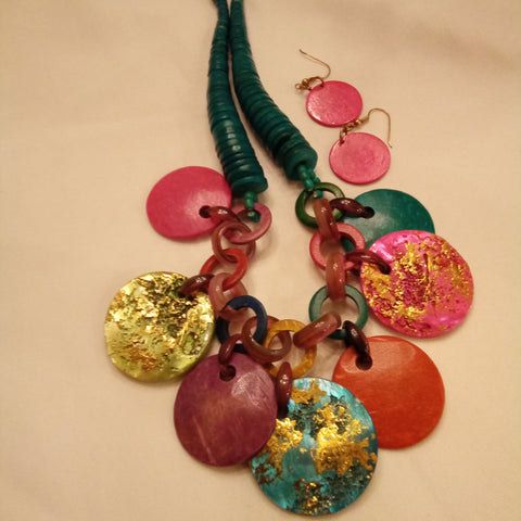 Multi colored Necklace & Earring Set