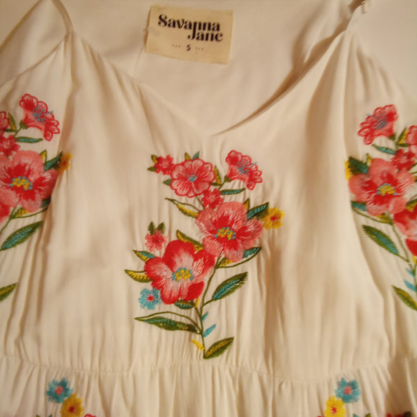 White Floral Embroidered Sundress | Savanna Jane