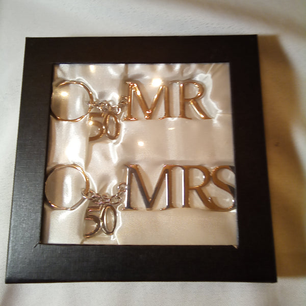 50th Key Rings Mr & Mrs 50th Anniversary Keyrings or Key Fobs | Mud Pie – The Classy ...