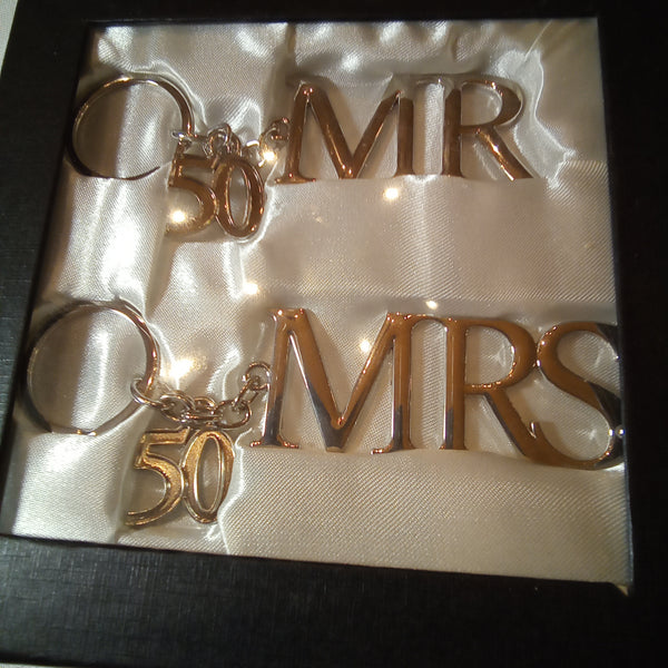 50th Key Rings Mr & Mrs 50th Anniversary Keyrings or Key Fobs | Mud Pie – The Classy ...