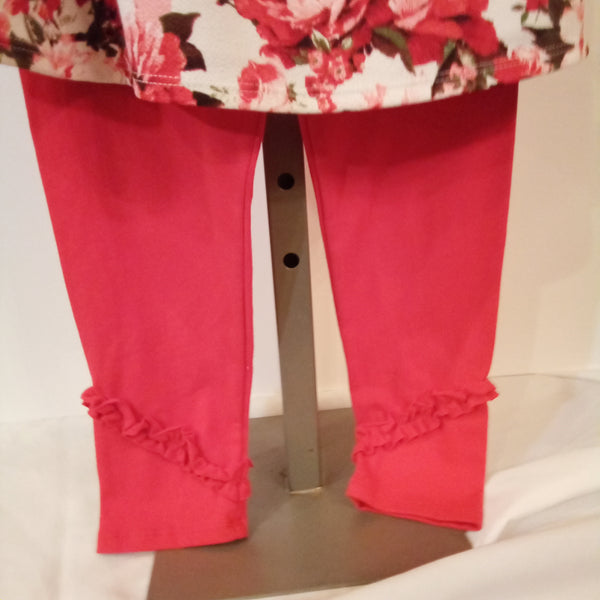 Sweetheart Floral Tunic with Red Leggings Set