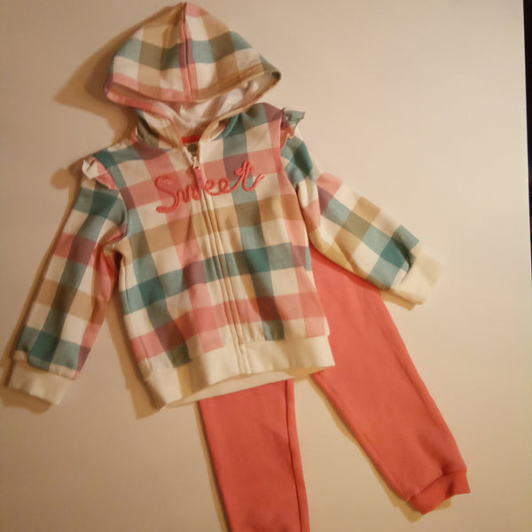 Plaid "Sweet" Hooded Jogger Set | Little Me