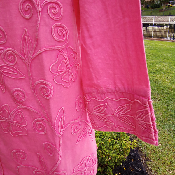 Bright Pink Button Front Tunic with Soutache Details | Parsley & Sage