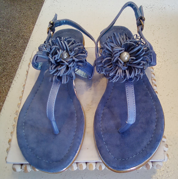 Denim Blue Flower Lotus Sandal