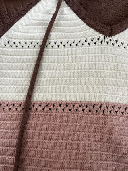 Hooded Sweater Neutral Stripes | Veveret