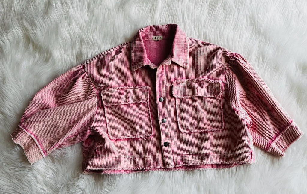 Corduroy Pink Cropped Jacket | Pol